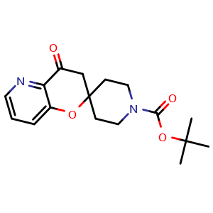 Chemical structure of 1-Boc-4'-oxo-spiro[piperidine-4,2'-oxane[3,2-b]Py] , CAS 1051383-43-7, AChemBlock P42828