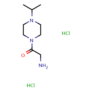 Chemical structure of 2-Amino-1-(4-isopropylpiperazin-1-yl)ethanone dihydrochloride , CAS 1049731-73-8, AChemBlock P42833