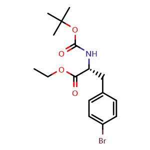 Chemical structure of Boc-4-bromo-D-phenylalanine ethyl ester , CAS 1047975-40-5, AChemBlock P42841