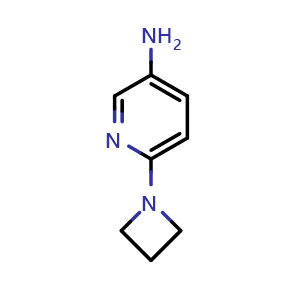 Chemical structure of 3-Amino-6-(azetidin-1-yl)pyridine , CAS 1045335-18-9, AChemBlock P42852