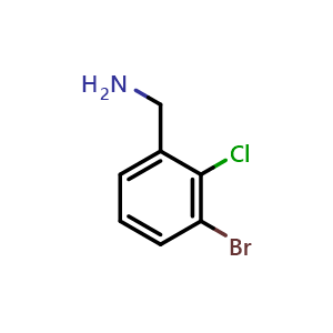 Chemical structure of 3-Bromo-2-chloro-benzenemethanamine , CAS 1044256-91-8, AChemBlock P42860