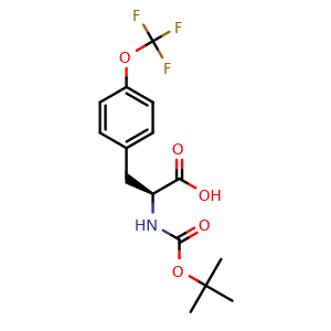 Chemical structure of N-Boc-O-(trifluoromethyl)-L-tyrosine , CAS 1041011-20-4, AChemBlock P42876