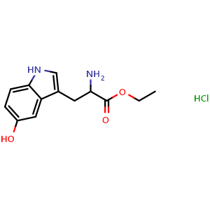 Chemical structure of 5-Hydroxy-DL-tryptophan ethyl ester hydrochloride , CAS 103404-89-3, AChemBlock P42924