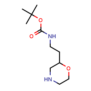 Chemical structure of 2-[2-(Boc-amino)ethyl]morpholine , CAS 1032507-63-3, AChemBlock P42930