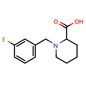 Chemical structure of 1-(3-Fluorobenzyl)-2-carboxypiperidine , CAS 1031317-91-5, AChemBlock P42935