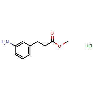 Chemical structure of 3-Amino-benzenepropanoic acid methyl ester hydrochloride , CAS 103096-02-2, AChemBlock P42938