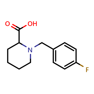 Chemical structure of 1-(4-Fluorobenzyl)-2-carboxypiperidine , CAS 1030610-75-3, AChemBlock P42942