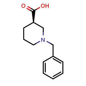 Chemical structure of (3R)-1-(Phenylmethyl)-3-piperidinecarboxylic acid , CAS 1030603-60-1, AChemBlock P42943