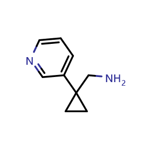 Chemical structure of 1-(3-Pyridinyl)-cyclopropanemethanamine , CAS 1020087-88-0, AChemBlock P42995