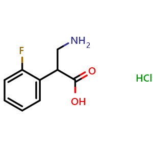 Chemical structure of a-(Aminomethyl)-2-fluorobenzeneacetic acid hydrochloride , CAS 1017788-05-4, AChemBlock P43029