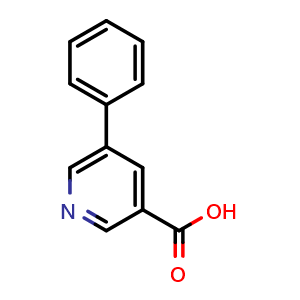 Chemical structure of 5-Phenyl-3-pyridinecarboxylic acid , CAS 10177-12-5, AChemBlock P43031