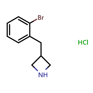 Chemical structure of 3-[(2-Bromophenyl)methyl]azetidine hydrochloride , CAS 1016772-34-1, AChemBlock P43052
