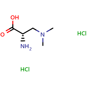 Chemical structure of 3-(Dimethylamino)-L-alanine dihydrochloride , CAS 31697-39-9, AChemBlock P43074