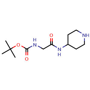 Chemical structure of N-(4-Piperidinyl)-2-(Boc-amino)acetamide , CAS 1013424-62-8, AChemBlock P43076