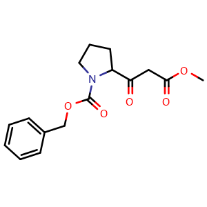 Chemical structure of Methyl b-oxo-1-Cbz-2-pyrrolidinepropanate , CAS 1013353-73-5, AChemBlock P43078