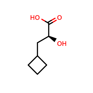 Chemical structure of (S)-a-Hydroxy-cyclobutanepropanoic acid , CAS 300854-01-7, AChemBlock P43161