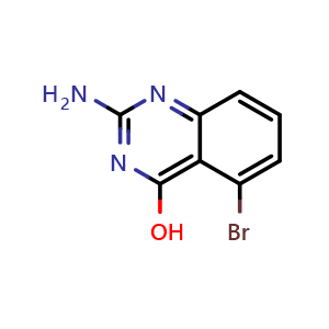 Chemical structure of 2-amino-5-bromoquinazolin-4-ol , CAS 937668-63-8, AChemBlock P43170