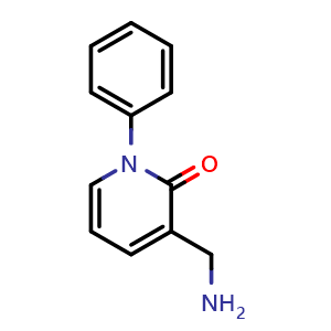 Chemical structure of 3-(aminomethyl)-1-phenylpyridin-2(1H)-one , CAS 933735-28-5, AChemBlock P43174
