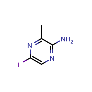 Chemical structure of 5-Iodo-3-methylpyrazin-2-amine , CAS 91416-90-9, AChemBlock P43179