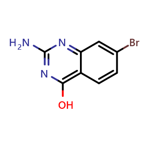 Chemical structure of 2-amino-7-bromoquinazolin-4-ol , CAS 885277-56-5, AChemBlock P43185