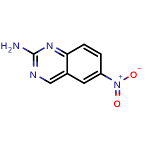 Chemical structure of 6-nitroquinazolin-2-amine , CAS 882670-94-2, AChemBlock P43189