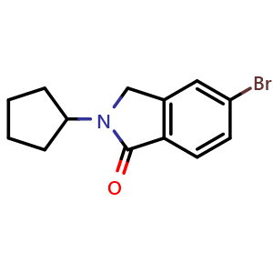 Chemical structure of 5-Bromo-2-cyclopentylisoindolin-1-one , CAS 864867-11-8, AChemBlock P43193