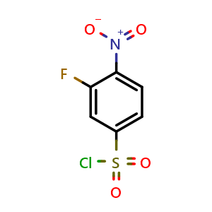 Chemical structure of 3-fluoro-4-nitrobenzene-1-sulfonyl chloride , CAS 86156-93-6, AChemBlock P43196