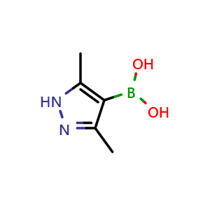 Chemical structure of 3,5-Dimethyl-1H-pyrazol-4-ylboronic , CAS 851524-99-7, AChemBlock P43202
