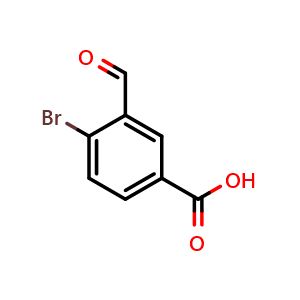 Chemical structure of 4-bromo-3-formylbenzoic acid , CAS 776315-23-2, AChemBlock P43210