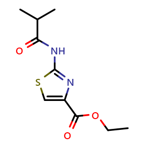 Chemical structure of ethyl 2-(isobutyramido)thiazole-4-carboxylate , CAS 737822-96-7, AChemBlock P43220