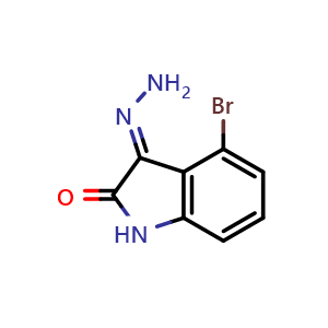 Chemical structure of (E)-4-bromo-3-hydrazonoeindolin-2-one , CAS 638563-43-6, AChemBlock P43228