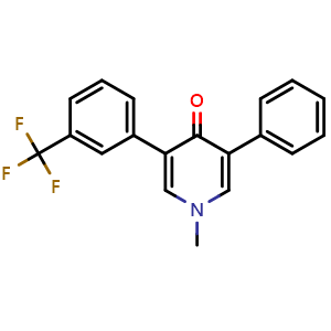 Chemical structure of 3-(3-(trifluoromethyl)phenyl)-1-methyl-5-phenylpyridin-4(1H)-one , CAS 59756-60-4, AChemBlock P43238