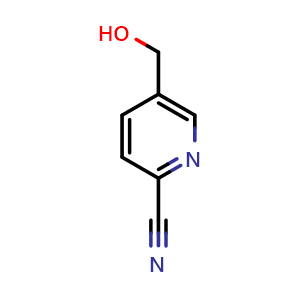 Chemical structure of 5-(hydroxymethyl)pyridine-2-carbonitrile , CAS 58553-48-3, AChemBlock P43240