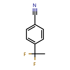 Chemical structure of 4-(1,1-difluoroethyl)benzonitrile , CAS 55805-05-5, AChemBlock P43246