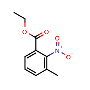 Chemical structure of ethyl 3-methyl-2-nitrobenzoate , CAS 54064-39-0, AChemBlock P43251