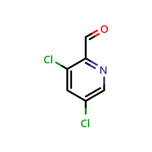 Chemical structure of 3,5-dichloropyridine-2-carbaldehyde , CAS 471909-65-6, AChemBlock P43267