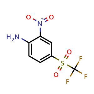 Chemical structure of 2-nitro-4-(trifluoromethylsulfonyl)benzenamine , CAS 400-23-7, AChemBlock P43280