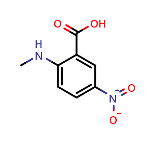 Chemical structure of 2-(methylamino)-5-nitrobenzoic acid , CAS 3484-33-1, AChemBlock P43290