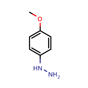 Chemical structure of 1-(4-methoxyphenyl)hydrazine , CAS 3471-32-7, AChemBlock P43291