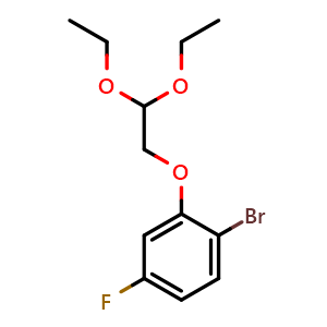 Chemical structure of 2-(2,2-diethoxyethoxy)-1-bromo-4-fluorobenzene , CAS 253429-30-0, AChemBlock P43318