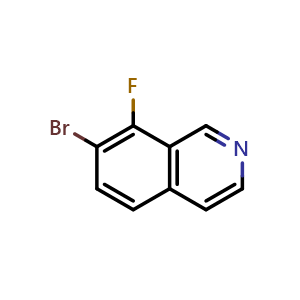 Chemical structure of 7-bromo-8-fluoroisoquinoline , CAS 2094685-40-0, AChemBlock P43336