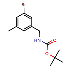 Chemical structure of tert-butyl (3-bromo-5-methylbenzyl)carbamate , CAS 1998726-82-1, AChemBlock P43340