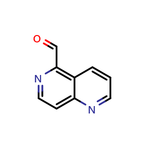 Chemical structure of 1,6-naphthyridine-5-carbaldehyde , CAS 1782796-65-9, AChemBlock P43389