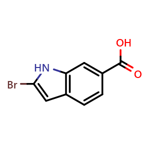 Chemical structure of 2-Bromo-1H-indole-6-carboxylic , CAS 1782429-68-8, AChemBlock P43391