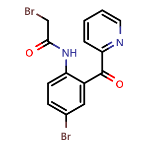 Chemical structure of 2-bromo-N-(4-bromo-2-picolinoylphenyl)acetamide , CAS 1694-64-0, AChemBlock P43402