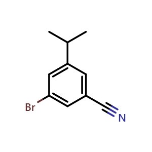 Chemical structure of 3-Bromo-5-isopropylbenzonitrile , CAS 1369854-24-9, AChemBlock P43447