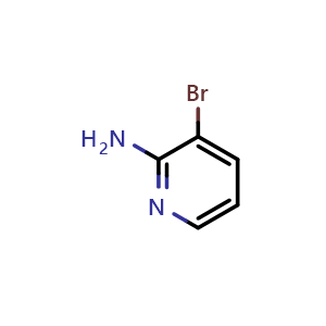 Chemical structure of 3-bromopyridin-2-amine , CAS 13534-99-1, AChemBlock P43453