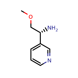 Chemical structure of (R)-2-Methoxy-1-(pyridin-3-yl)ethanamine , CAS 1269926-49-9, AChemBlock P43473