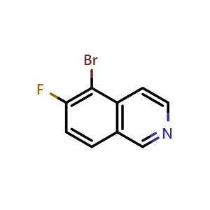 Chemical structure of 5-bromo-6-fluoroisoquinoline , CAS 1239463-43-4, AChemBlock P43489