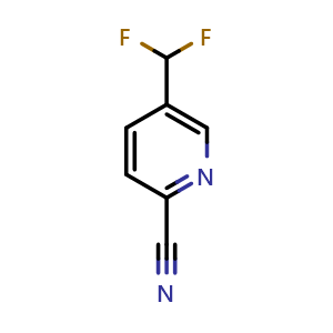 Chemical structure of 5-(difluoromethyl)pyridine-2-carbonitrile , CAS 1211540-57-6, AChemBlock P43500